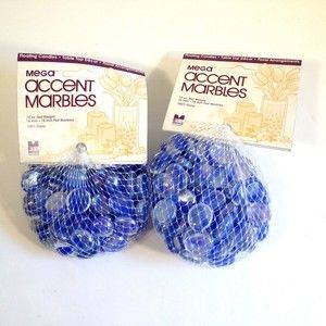 Mega Accent Marbles 2 Packs of Diamond Crystal Snow Blue Flat Craft Compliments